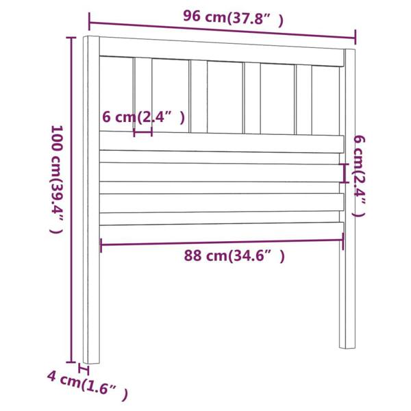 Berkfield Bed Headboard 96x4x100 cm Solid Wood Pine