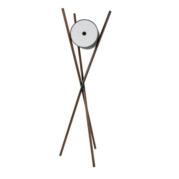 Angel Cerdá Floor lamp in wood upholstered in black leatherette and dark walnut 8098