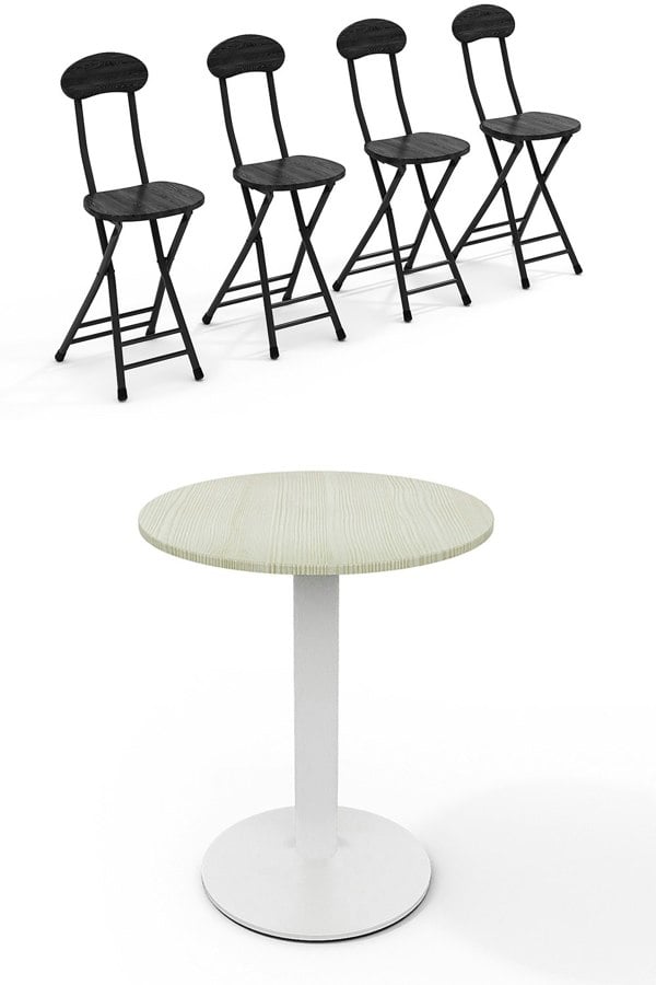 Living and Home 5pcs Round Table and 4 Chairs Set Bistro Coffee Table Dining Set Furniture