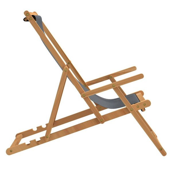 Berkfield Folding Beach Chair Solid Wood Teak Grey