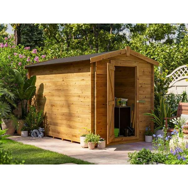Dunster House Taarmo Heavy Duty Log Shed  W6' x D10' / W1.8m x D3.0m Pressure Treated 19mm  Superfelt Included