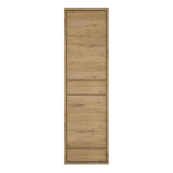 Wyld Haus Athens Natural Oak Wood Effect 2 Door 2 Drawer Tall Narrow Storage Cabinet