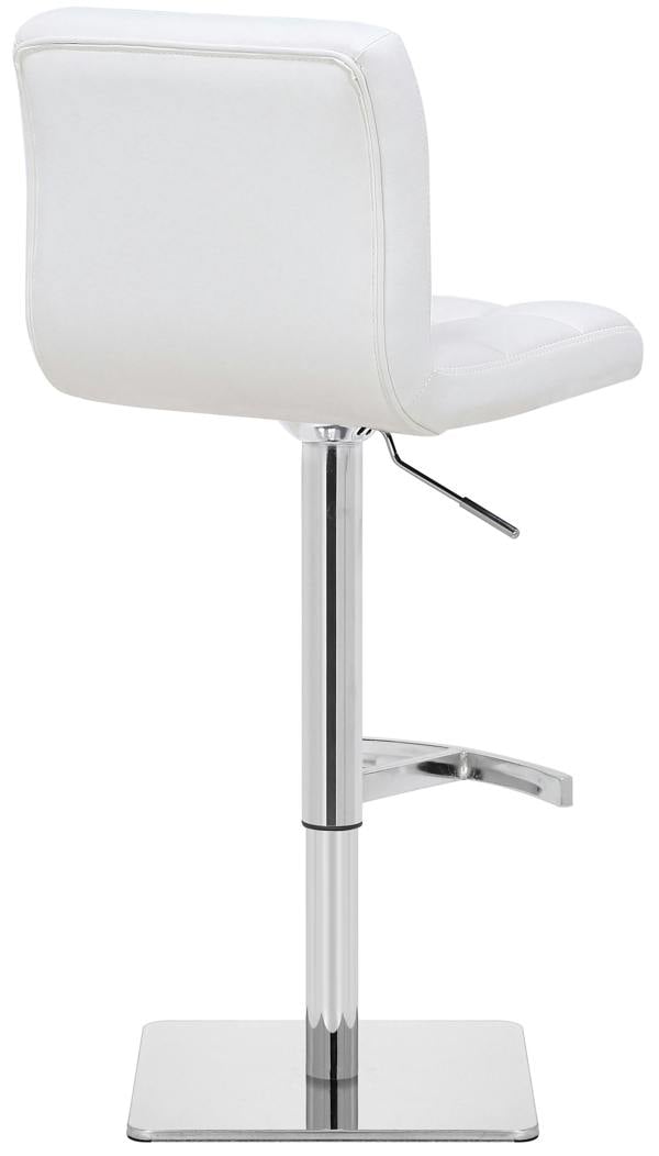 Lamboro Allegro Kitchen Bar Stools Pair White, Adjustable Swivel Gas Lift, Chrome Base, For Breakfast Bar Or Kitchen