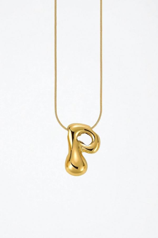 Serla Bubble Initial Gold Plated Necklace Letter P