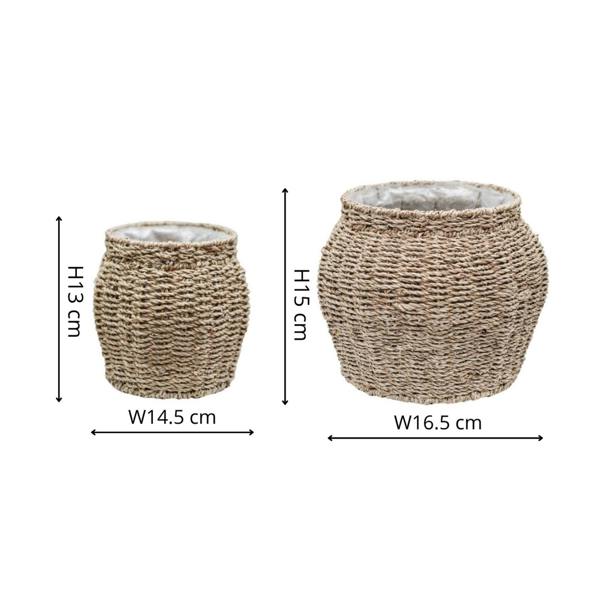 Ivyline Tula Tapered Seagrass Planter Set of 2