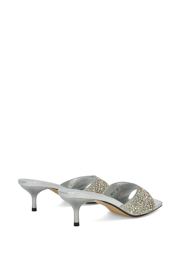 XY LONDON Sparkly Crystal Kitten Heeled Sandal Mules