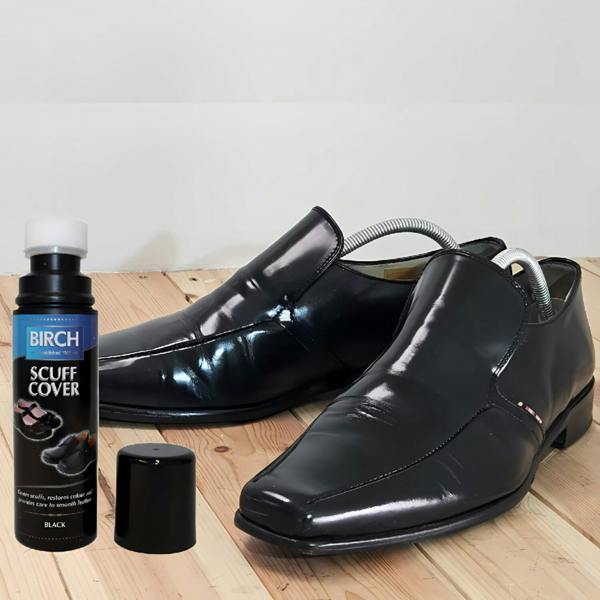 BIRCH Black Scuff Cover - Conceals Scratches & Scuffs on Leather Shoes 75ml