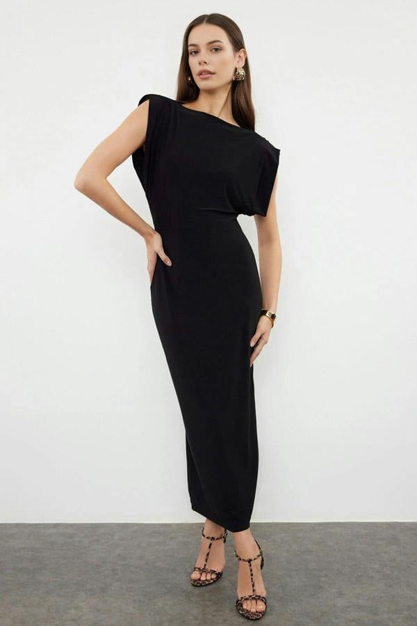 Padded Draped Bodycon Midi Dress