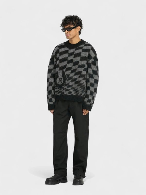 Represent X Belstaff Checkerboard Knit Sweater Shadow