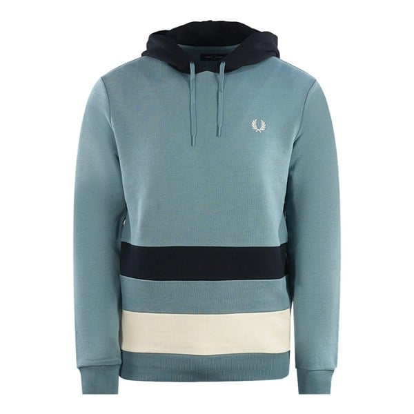 Fred Perry Colour Block Hoodie - Ash Blue