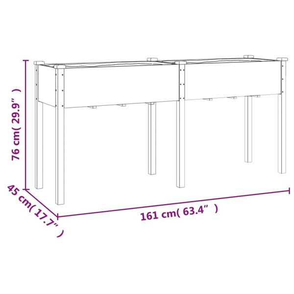 Berkfield Planter with Liner Grey 161x45x76 cm Solid Wood Fir