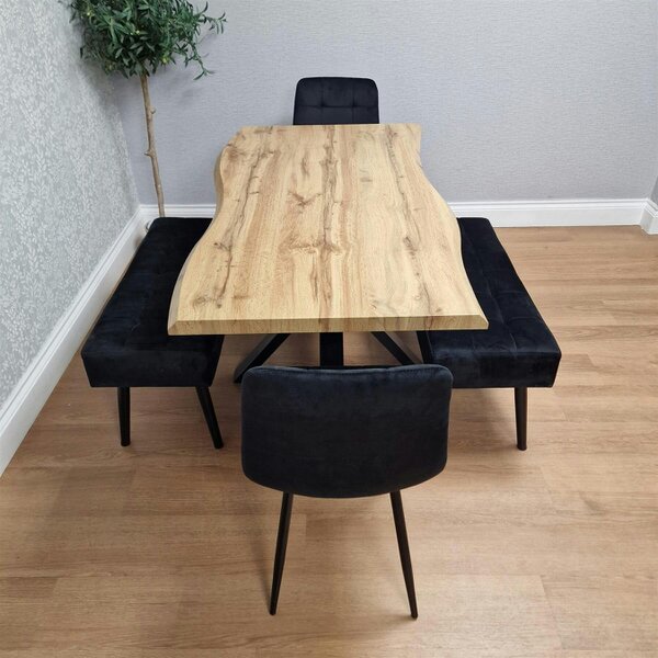 Kosy Koala Dining Table Set With 2 Black Velvet Chairs And 2 Black Velvet Bench Dining Room Furniture