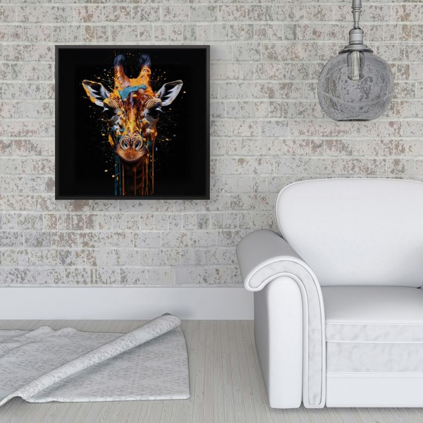 Warren Reed Giraffe Face Splash Art Framed Canvas