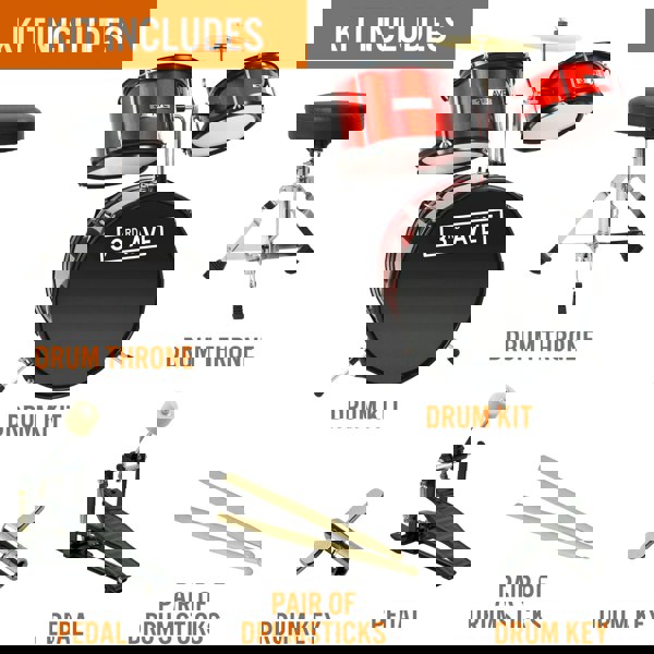 3rd Avenue 3 Piece Junior Drum Kit#colour_Red