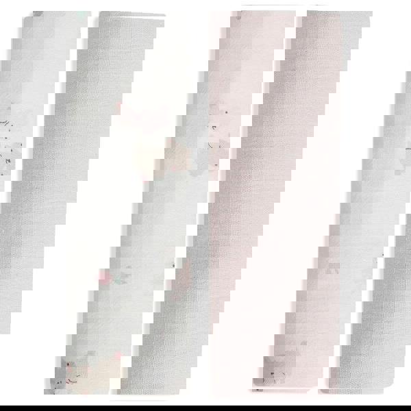 Mini Cuddles Baby Girls 2pk Solid & Rabbit Printed Muslins, Multicolour