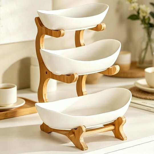 Havendro 3 Tier Fruit Storage Basket Bowl Holder Vegetable Utility Rack & Dining Stand