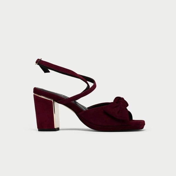 Lydia suede heels for bunions side view