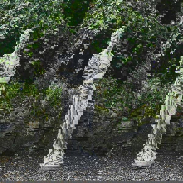 Tall Stone Cast Lady with Flowers