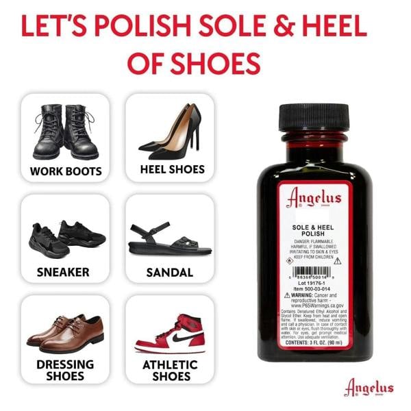 Angelus Black Sole & Heel Polish - Instant Gloss Edge Finish 3oz