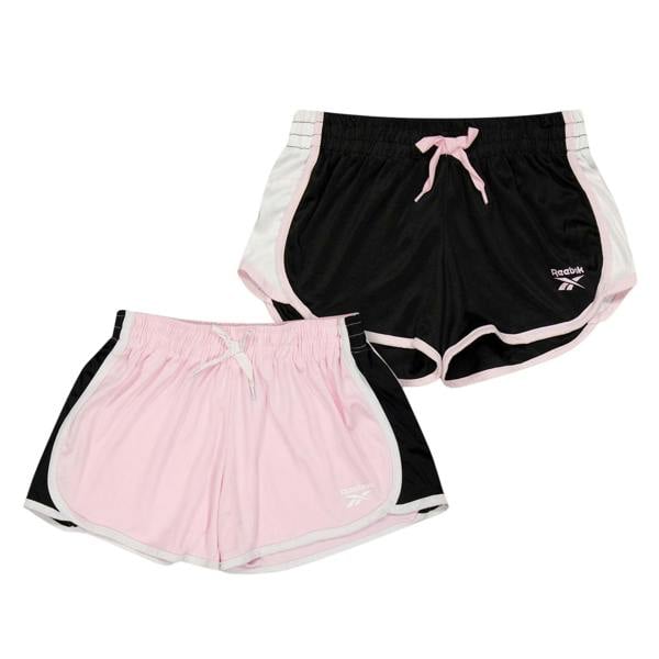Reebok Girls Logo Running Shorts (Pack of 2) - Pink Lady - 