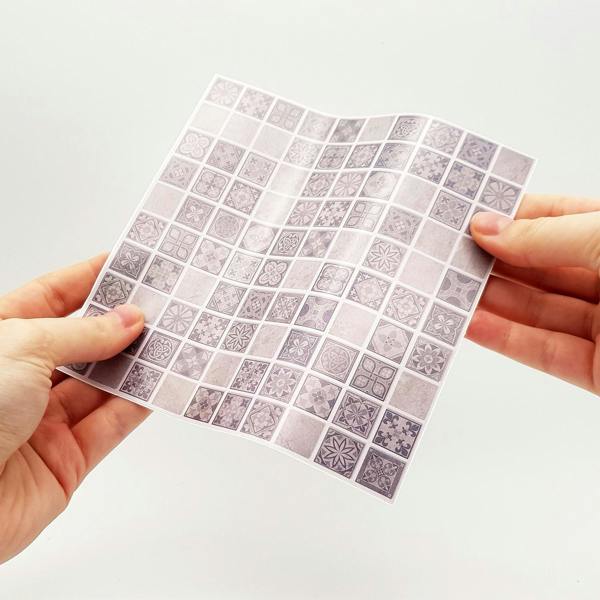 WALPLUS WT1596 - Limestone Antique Azulejo Mosaic Wall Tile Sticker Set - 15 x 15 cm (6 x 6 in) - 24 pcs