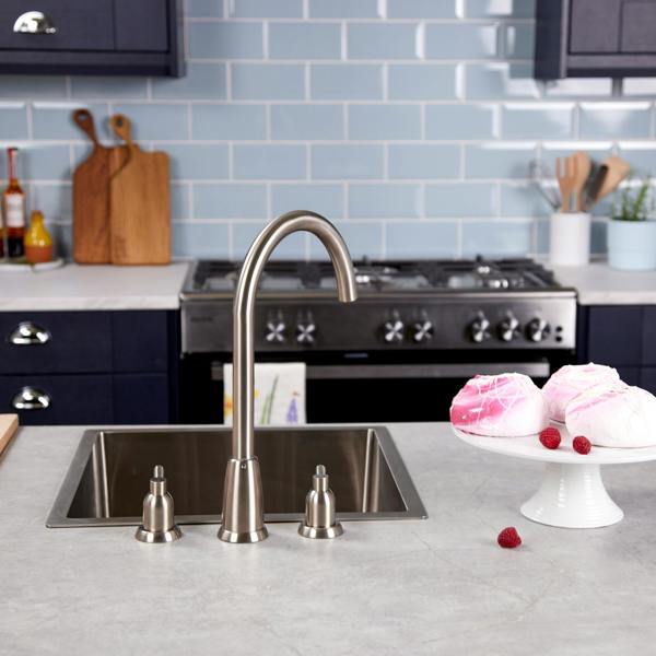 Flode Narvik | Dual Lever 3 Hole Kitchen Tap | Pewter Finish