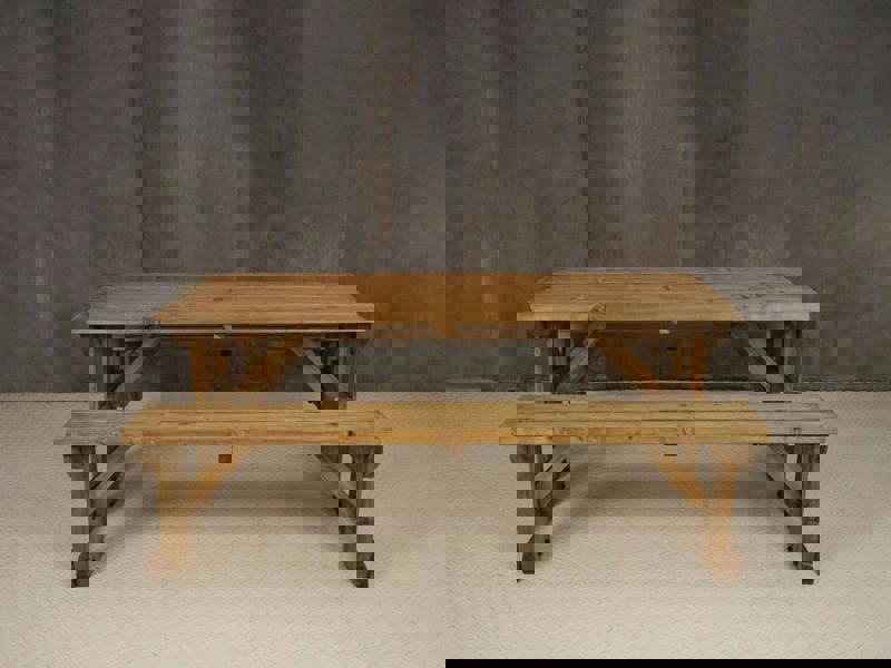 Abies Picnic Table and Benches Set - Rustic Finish Wooden Outdoor Dining Set for Gardens and Patios