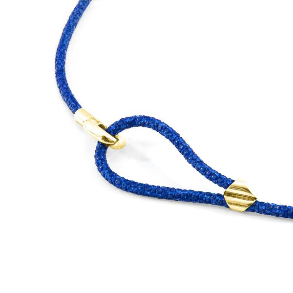 Anchor & Crew Shadow Grey Blake 9ct Yellow Gold and Stingray Leather Bracelet