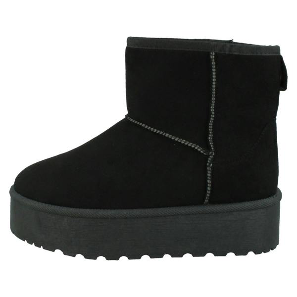 Spot On Ladies Spot On Mid Platform Microsuede Ankle Boots F4464