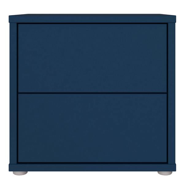 Furniture To Go Alice Springs Low Bedside Cabinet with 2 Drawers Push-to-Open in Night Blue
