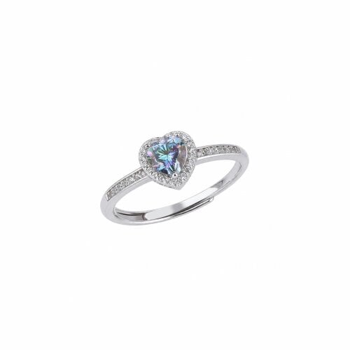 Spero London Sterling Silver Heart Halo Moisanite Ring