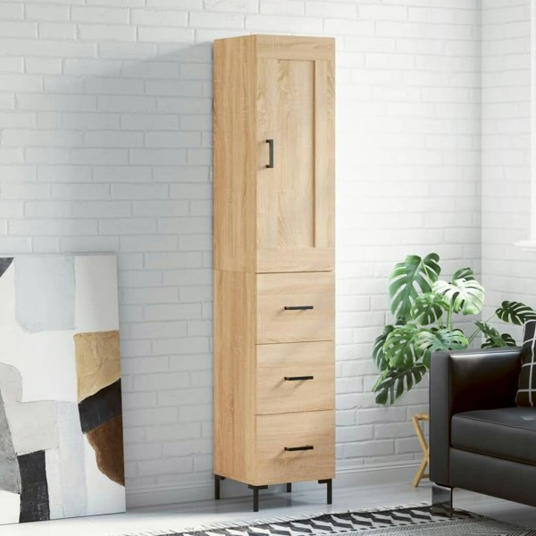 Berkfield Highboard Sonoma Oak 34.5x34x180 cm Engineered Wood