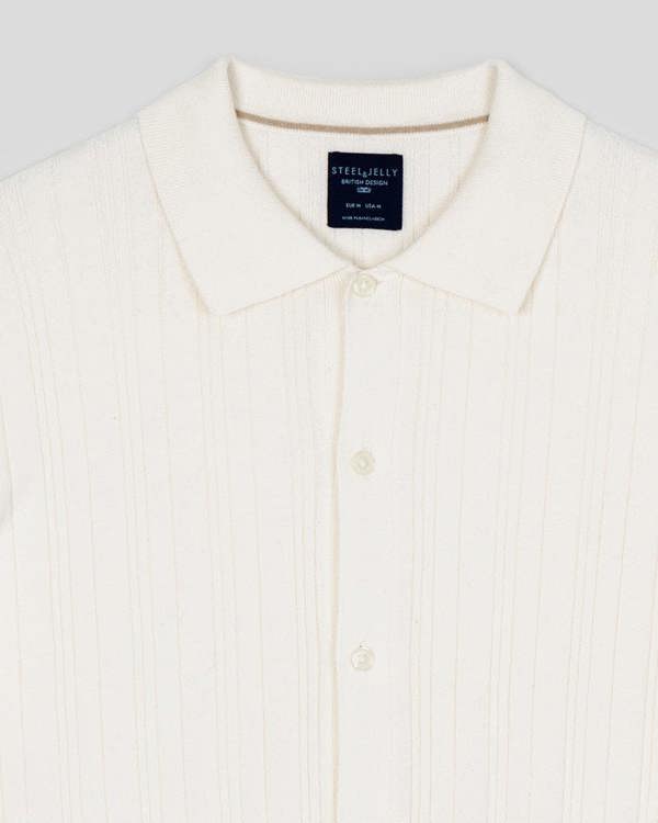 Steel & Jelly Kilburn - Stripe Textured Knitted Short Sleeve Shirt
