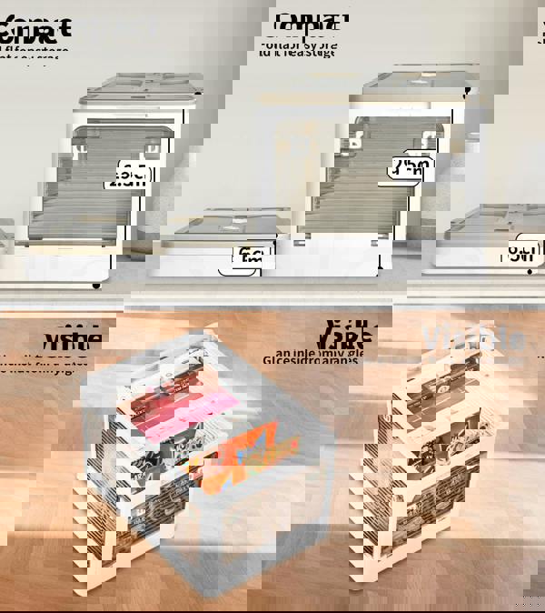 Levede 2x Storage Box Wheeled Container with Lid Folding Clothes Toy Organizer