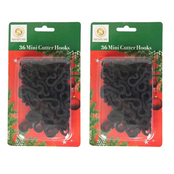 36Pcs Mini Gutter Hooks Black - S-Shaped Clips for Secure Festive Lighting image 1
