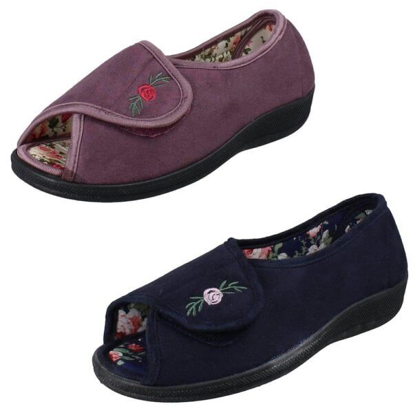 Jo & Joe Ladies Jo & Joe Hook And Loop Open Toe Slippers Martha