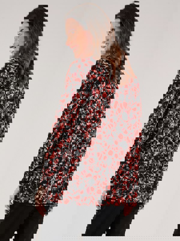 TIGI-Wear Mock Cardi All Over Animal Print Top