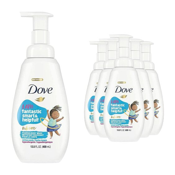Dove Kids Care Body Wash Cotton Candy Hypoallergenic Shower Gel 400ml, 6 Pack