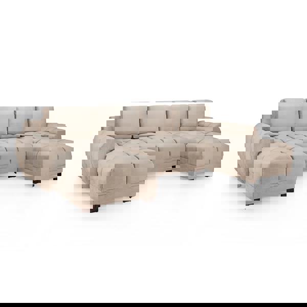 Furnishings For Less Zura Plush Velvet Large U Shaped 4 - 5 Seater Sofa  | Cream, Grey or Mocha