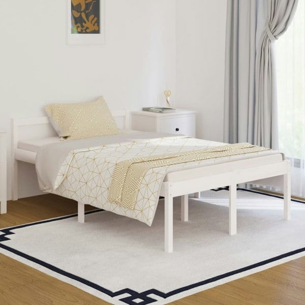 Berkfield Bed Frame White 120x190 cm Small Double Solid Wood Pine