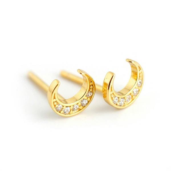 Gold Trip Crescent Moon Stud Earrings