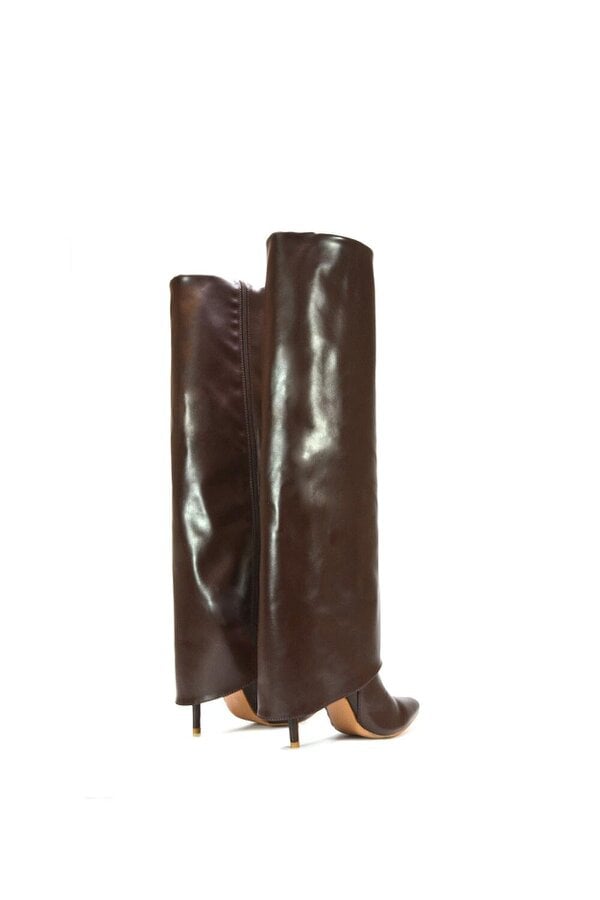 XY LONDON Foldover Knee High Boots With Stiletto Heel