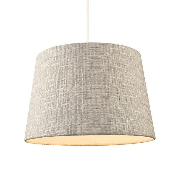 Silver Grey Jacquard Cotton Drum Lamp Shade for Lamp Base or Pendant Image 2