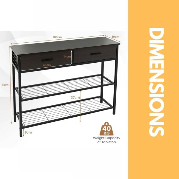 Rafaelo Mobilia Console Table With 2 Drawers & 2 Shelves