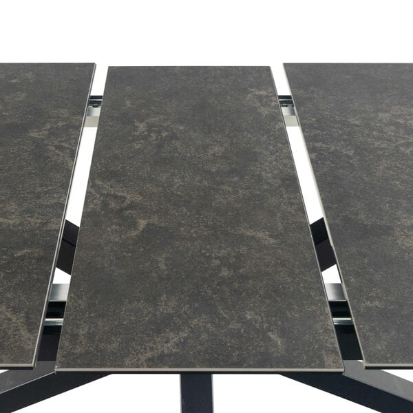 Wyld Haus Perth 200cm Black Ceramic Extendable Dining Table Industrial Black Metal Legs