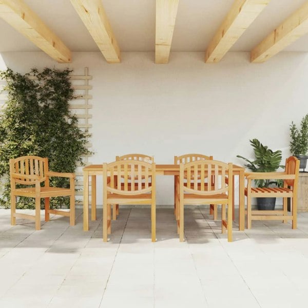 Berkfield 7 Piece Garden Dining Set Solid Wood Teak