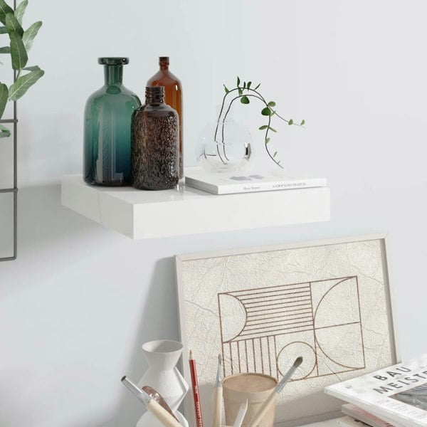 Berkfield Floating Wall Shelf High Gloss White 23x23.5x3.8 cm MDF