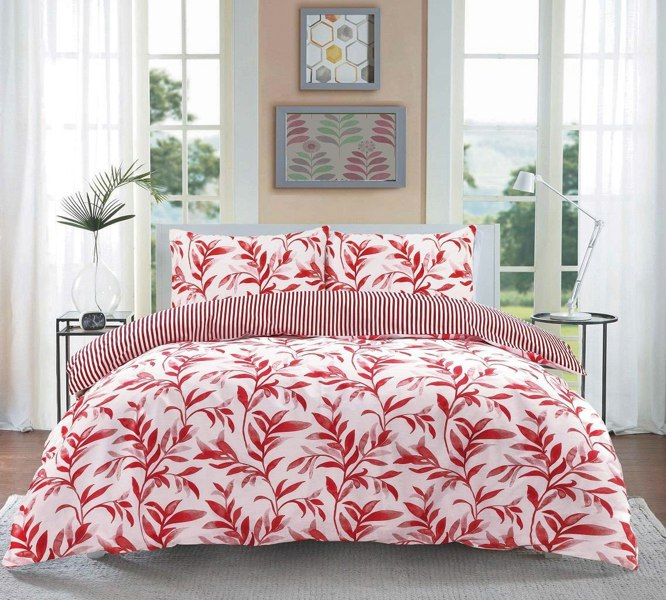 HomeSpace Direct Ellie Red Reversible Duvet Cover Set