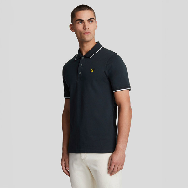 Lyle & Scott Tipped Polo Shirt - Dark Navy / White