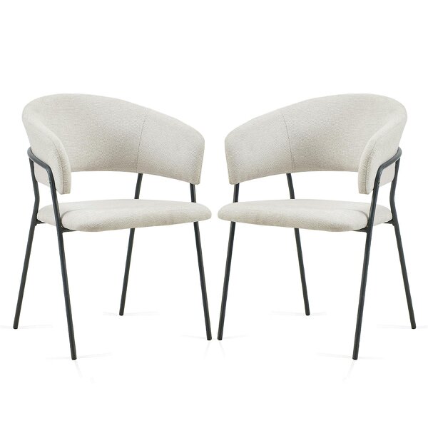 SONARA Set of 2 Curved Dining Chair with Sleek One-Piece Metal Frame